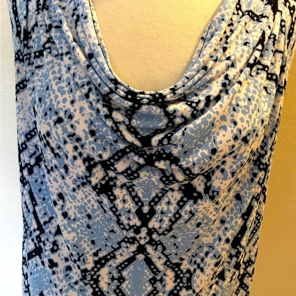 Calvin Klein Cowl Neck Sleeveless Top/Shell - black/white/light blue - 3X - NWT - Picture 1 of 8
